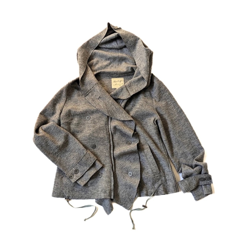 Vintage Havana, grey deconstructed style fall coat. large